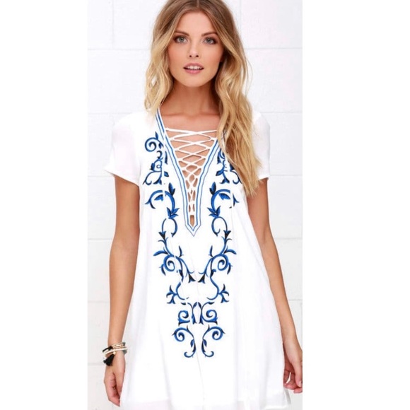 Lulu’s Down in Kokomo Ivory Embroidered Dress - Picture 3 of 8